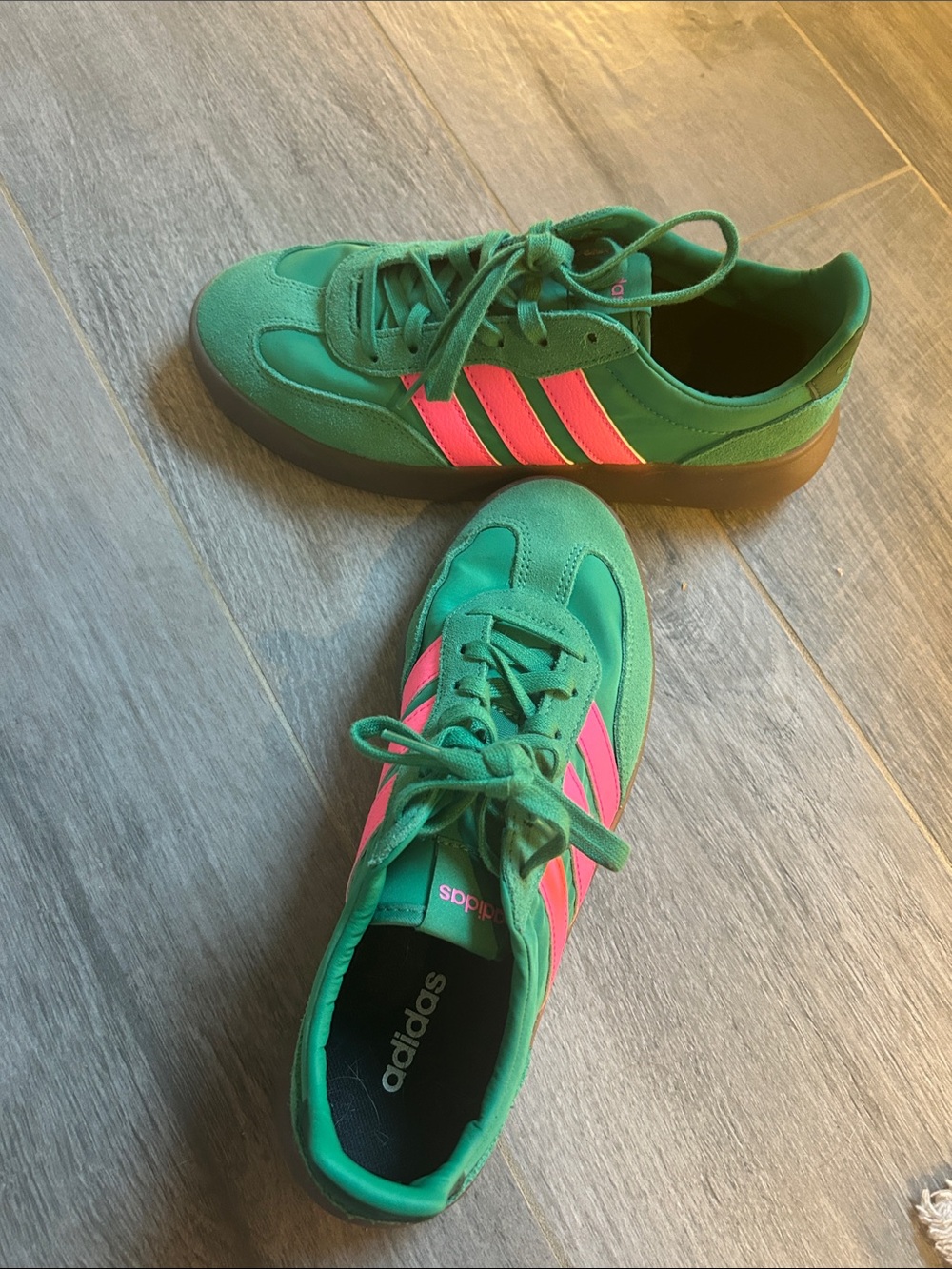 adidas Teal Sneakers with Pink Stripes - Picture 4 of 7